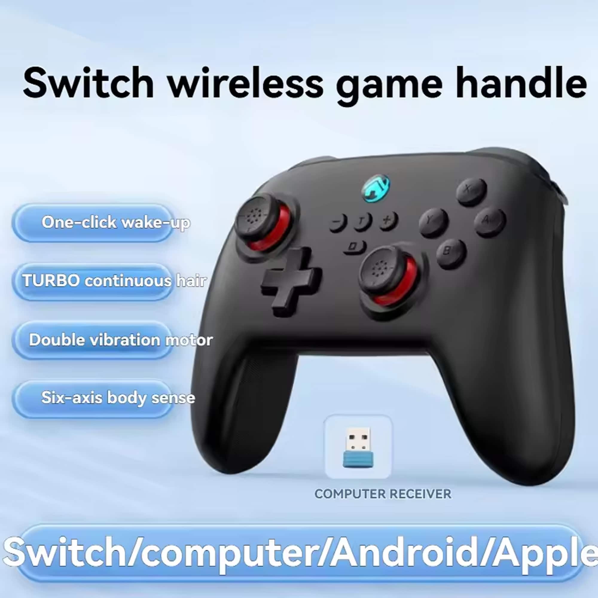 YONWAY - Wireless Bluetooth Game Controller for Switch/PC/Android/iOS with Dual Vibration Motors and TURBO Rapid-Fire Function - Black