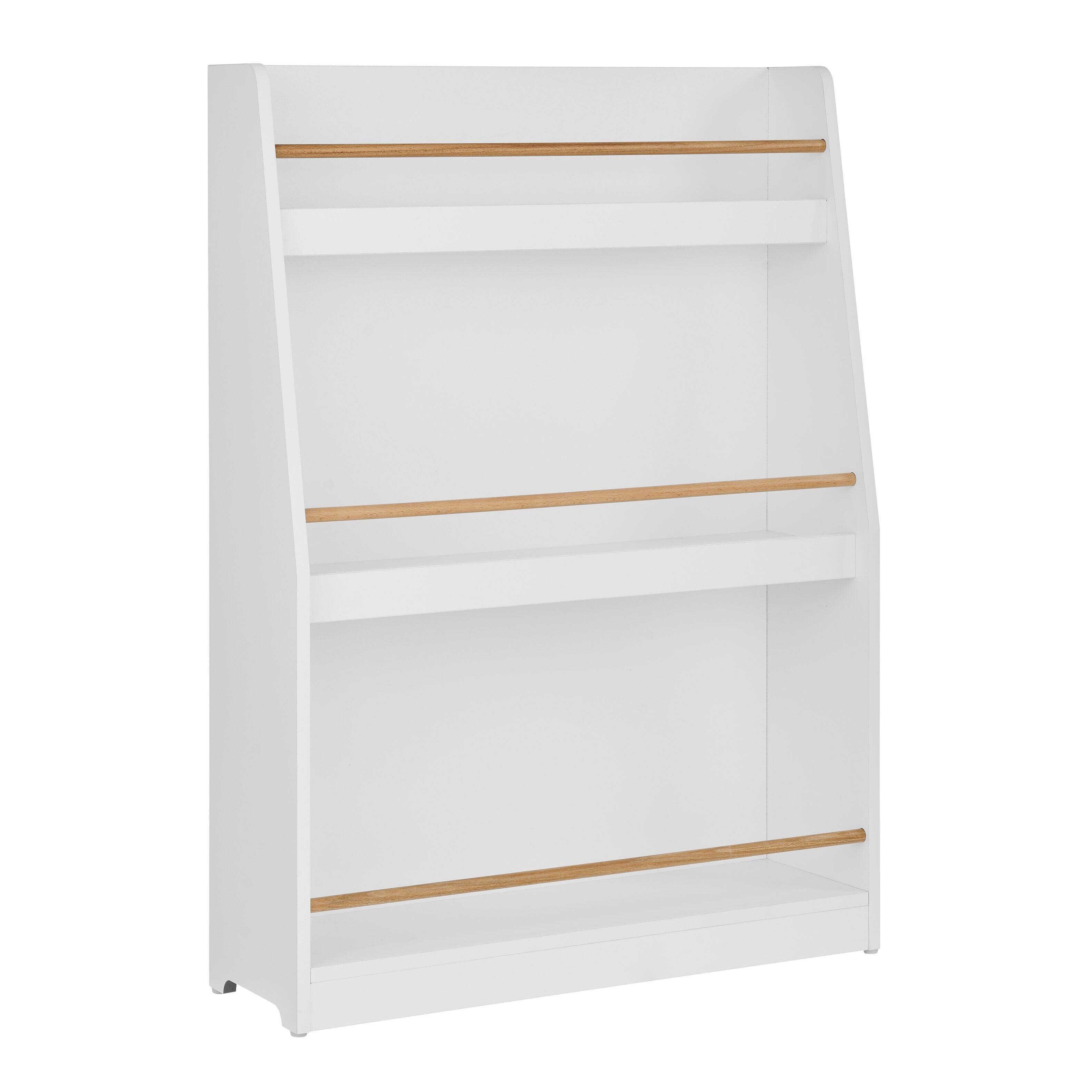 Alt View 10. Danya B - Steiner White 3-Tier Kids Freestanding Bookcase with Contrasting Wood-Toned Rods - White.