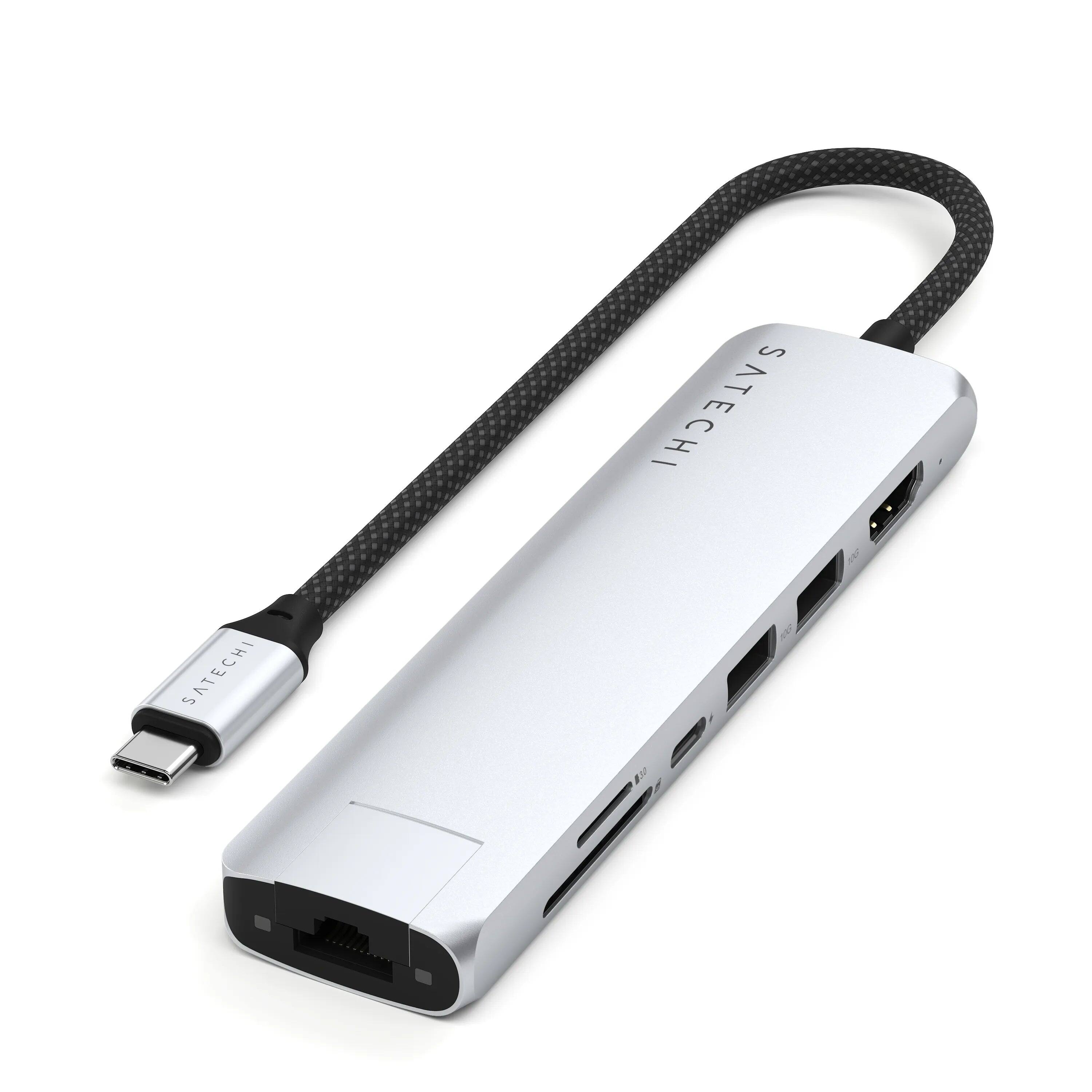 Satechi - 7-in-1 USB-C Hub Multiport Adapter with Ethernet - HDMI 4K@60Hz, 100W PD, 2x USB-A, SD/MicroSD - Silver price history on PriceWatchPro