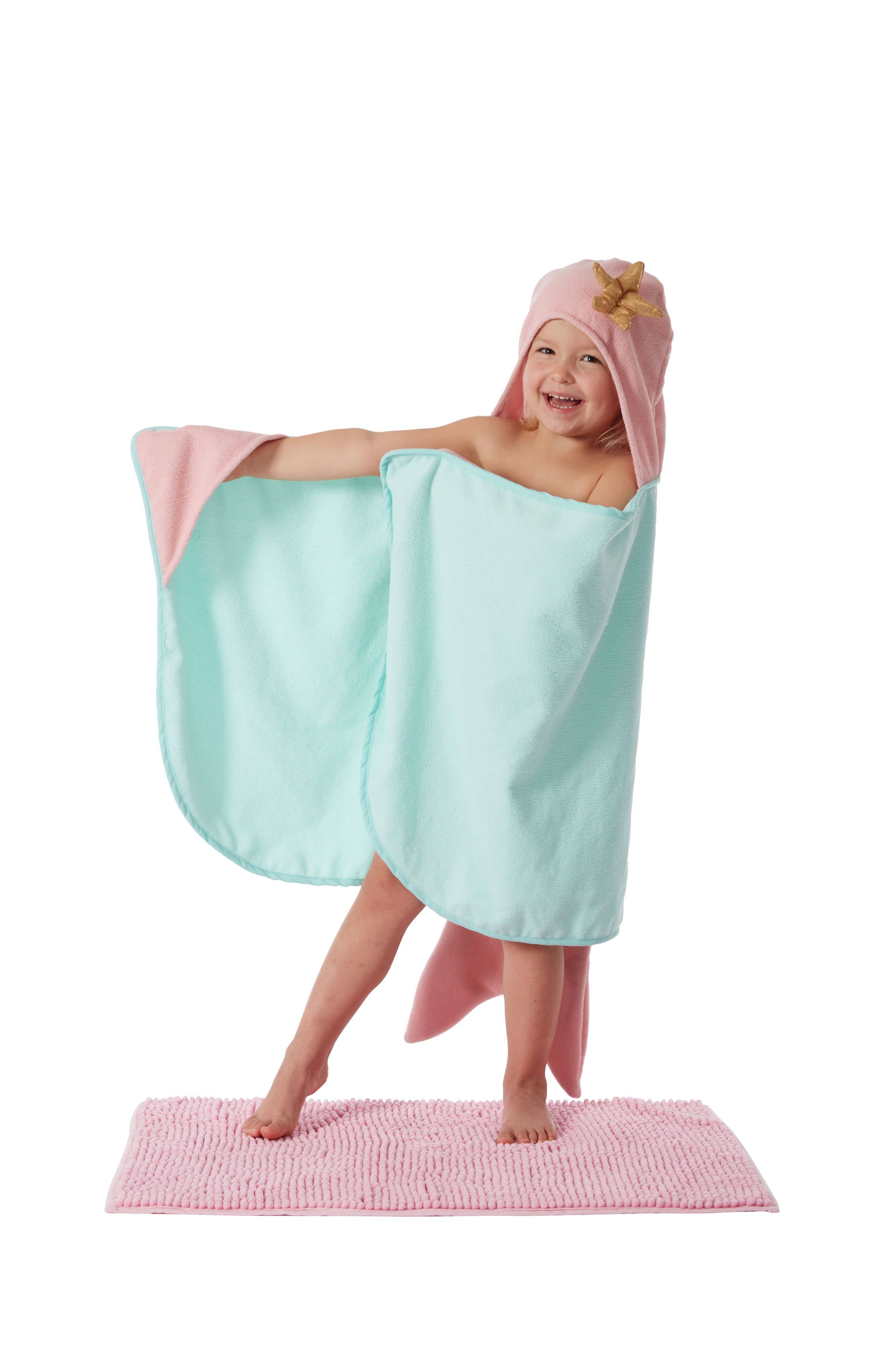 Back. Kate Aurora - Kate Aurora Montauk Accents Complete 5 Piece Juvi Mermaid Themed Fabric Shower Curtain Bathroom Set - Pink.