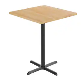 Flash Furniture - Bennett 36" Square Solid Wood Commercial Indoor Tabletop with 30" x 30" Bar Height Rust-Resistant Black Cast - Natural