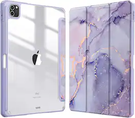Fintie - Hybrid Slim Case for iPad Pro 11-inch (4th/3rd/2nd/1st Generation) Shockproof Cover with Transparent Back Shell - Lilac Marble