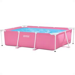 Intex - 84" x 23.62" Outdoor Rectangular Frame Above Ground Swimming Pool - Pink