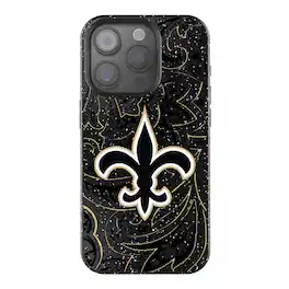 Keyscaper - NFL - New Orleans Saints Paisley Bling iPhone Case - 15 - Black