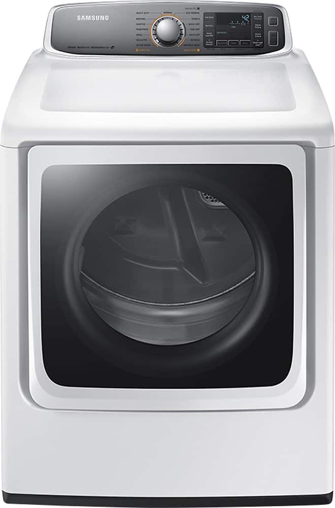 Front. Samsung - 9.5 Cu. Ft. 15-Cycle Steam Gas Dryer - White.