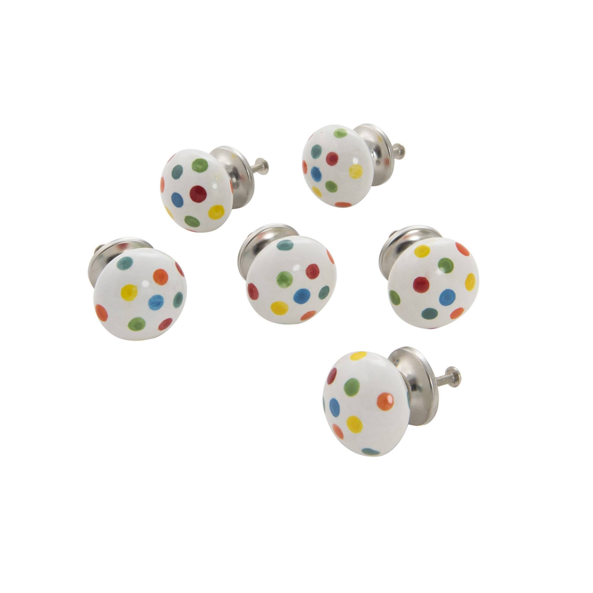 Front. TX USA Corporation - Ceramic Polka Dot Ball Knob Multi Set of 6 - Multi.