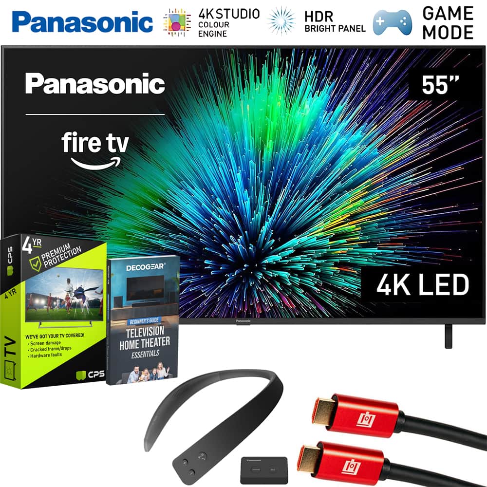 Panasonic - 55" W70 Series LED 4K UHD Smart Fire TV (2025) with 4 Year Extended Protection Plan + WN10 Neck Speaker Bundle