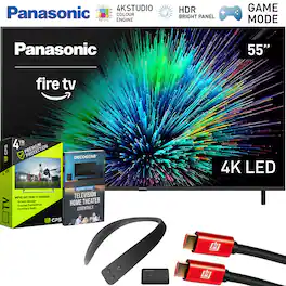 Panasonic - 55" W70 Series LED 4K UHD Smart Fire TV (2025) with 4 Year Extended Protection Plan + WN10 Neck Speaker Bundle
