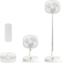 Loheer - Portable Pedestal Fan Foldaway Standing Desk Fan, 7200mAh Rechargeable 4 Speed Fan with Remote
