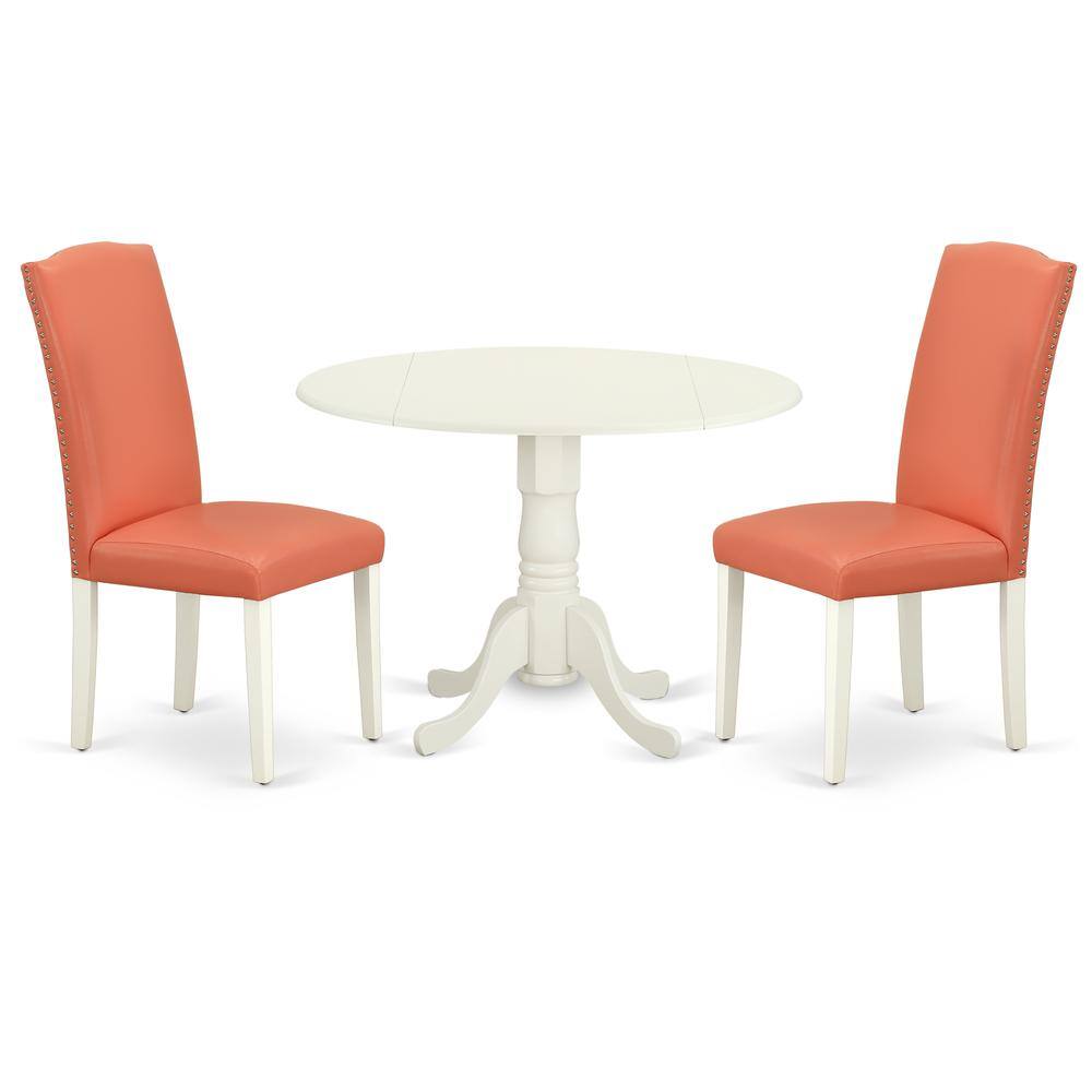 Left. East West Furniture - Dining Room Set Linen White - Brown.