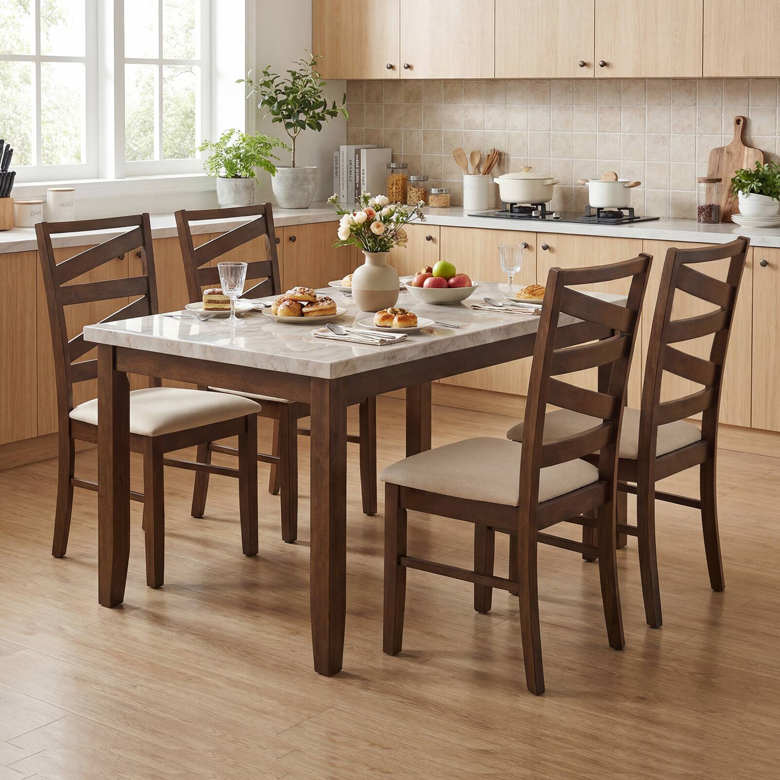 Alt View 6. Gymax - Gymax Dining Chairs Set of 2 w/ Tall Backrests Linen Fabric Upholstered Seats Brown & Beige - Brown.