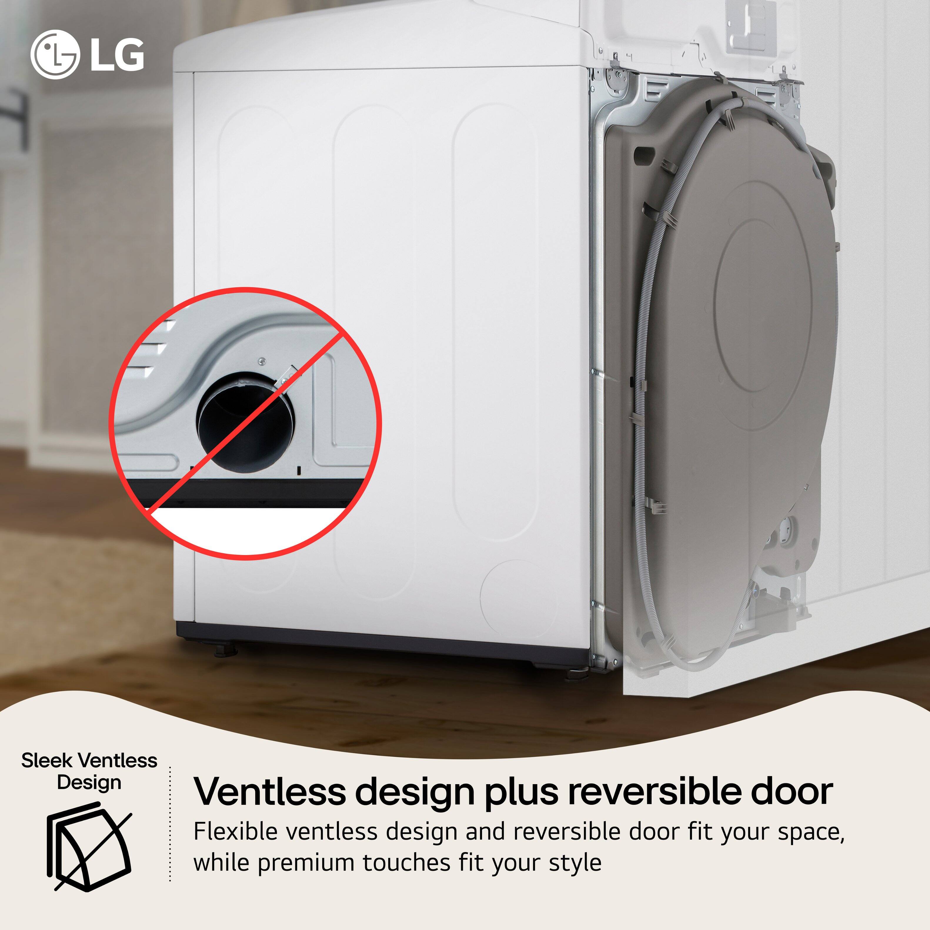 - LG
- Sleek Ventless Design
- Ventless design plus reversible door
- Flexible ventless design and reversible door fit your space, while premium touches fit your style