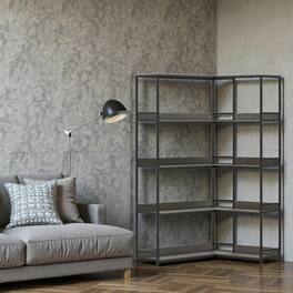 Hivvago - Modern Industrial Corner Bookcase with 5 Storage Tiers - Oak