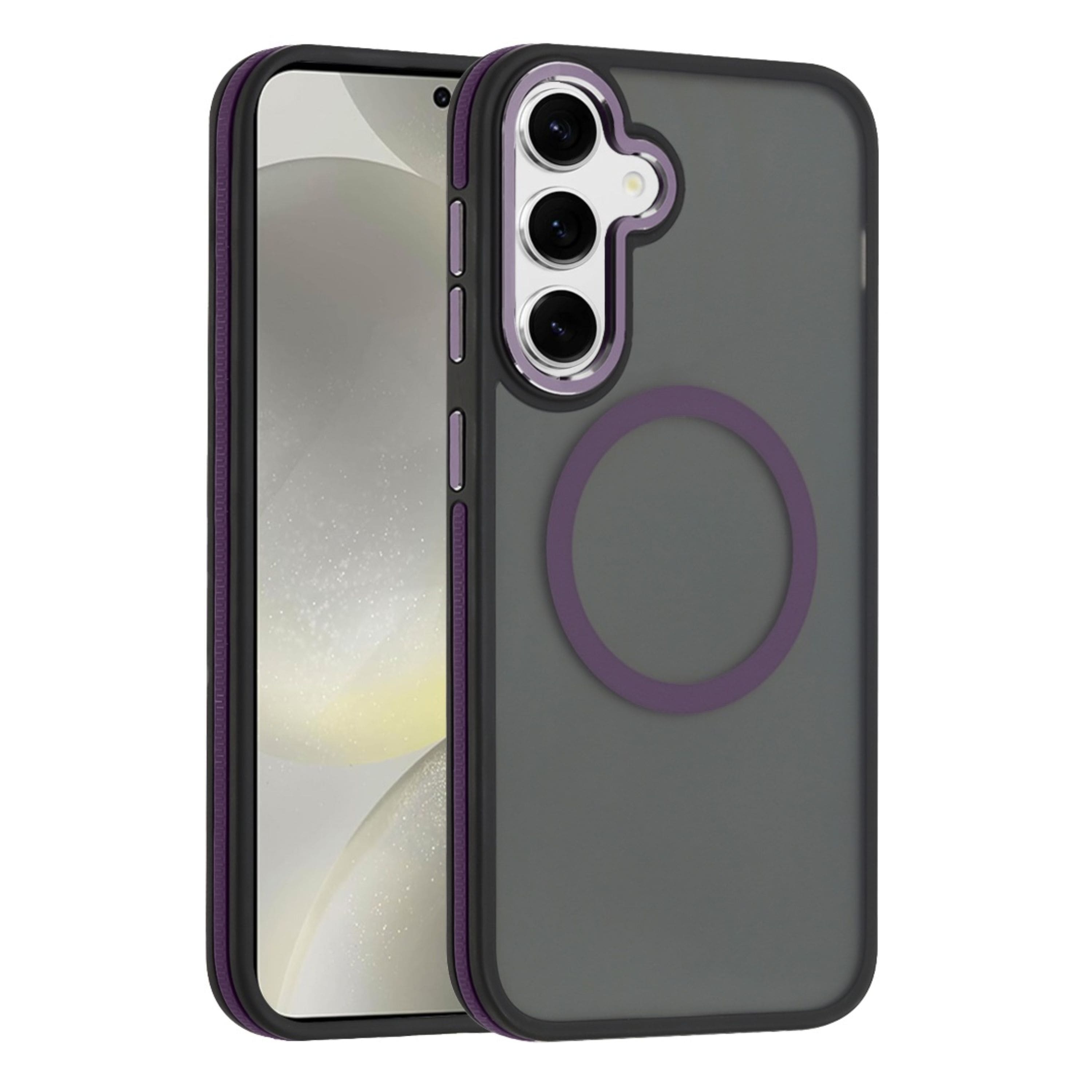 Kitcheniva - Shockproof Magnetic Circle Metal Buttons Phone Case With Tempered Glass For Samsung Galaxy S25+/S24+ - Purple price history on PriceWatchPro