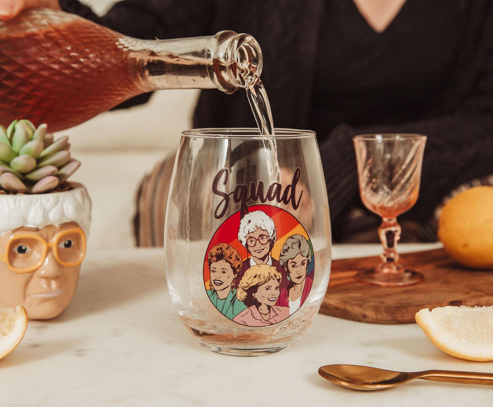 Alt View 10. Silver Buffalo - The Golden Girls Rainbow "Squad" Teardrop Stemless Wine Glass | Holds 20 Ounces - Purple.