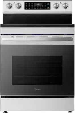 Midea - 30 in. Wide 6.3 cu. ft. 5-Element Freestanding Electric Range with Sapphire Blue Interior, Self Clean, Air Fry, WiFi - Stainless Steel