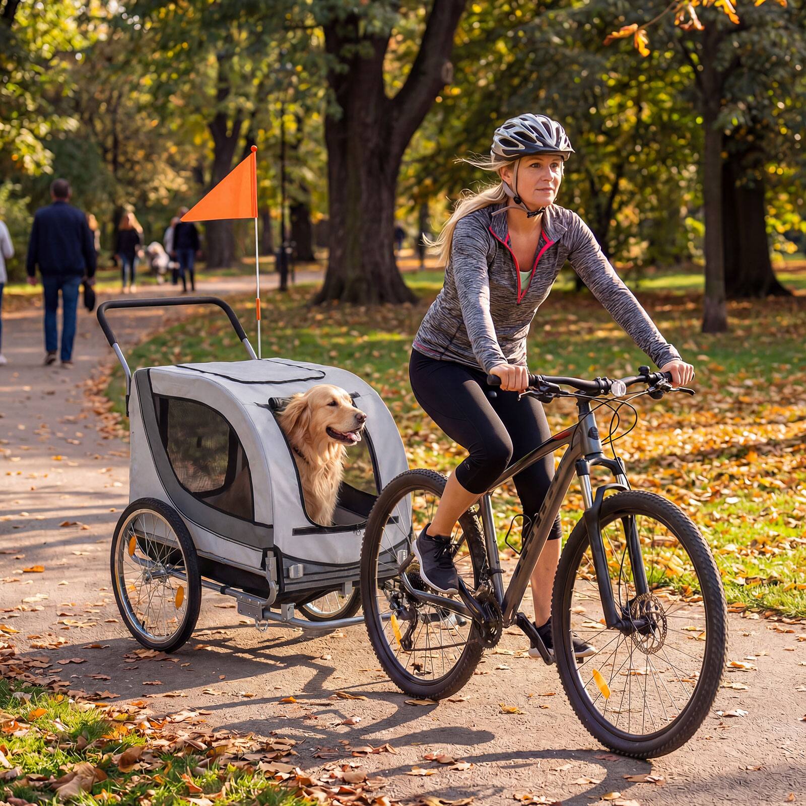 Alt View 1. Gymax - Gymax Dog Bike Trailer w/Universal Bicycle Coupler Caster Front Wheel Reflectors White.