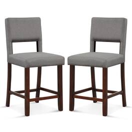 Ecooso - 2 Piece Bar Chair Set with Hollow Back and Wood Legs for Counter or Bar - Gray