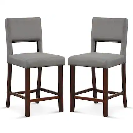 Front. Ecooso - 2 Piece Bar Chair Set with Hollow Back and Wood Legs for Counter or Bar - Gray.