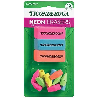 LATEX FREE  
15 COUNT  
TICONDEROGA  
NEON ERASERS  
TICONDEROGA  
TICONDEROGA  
TICONDEROGA