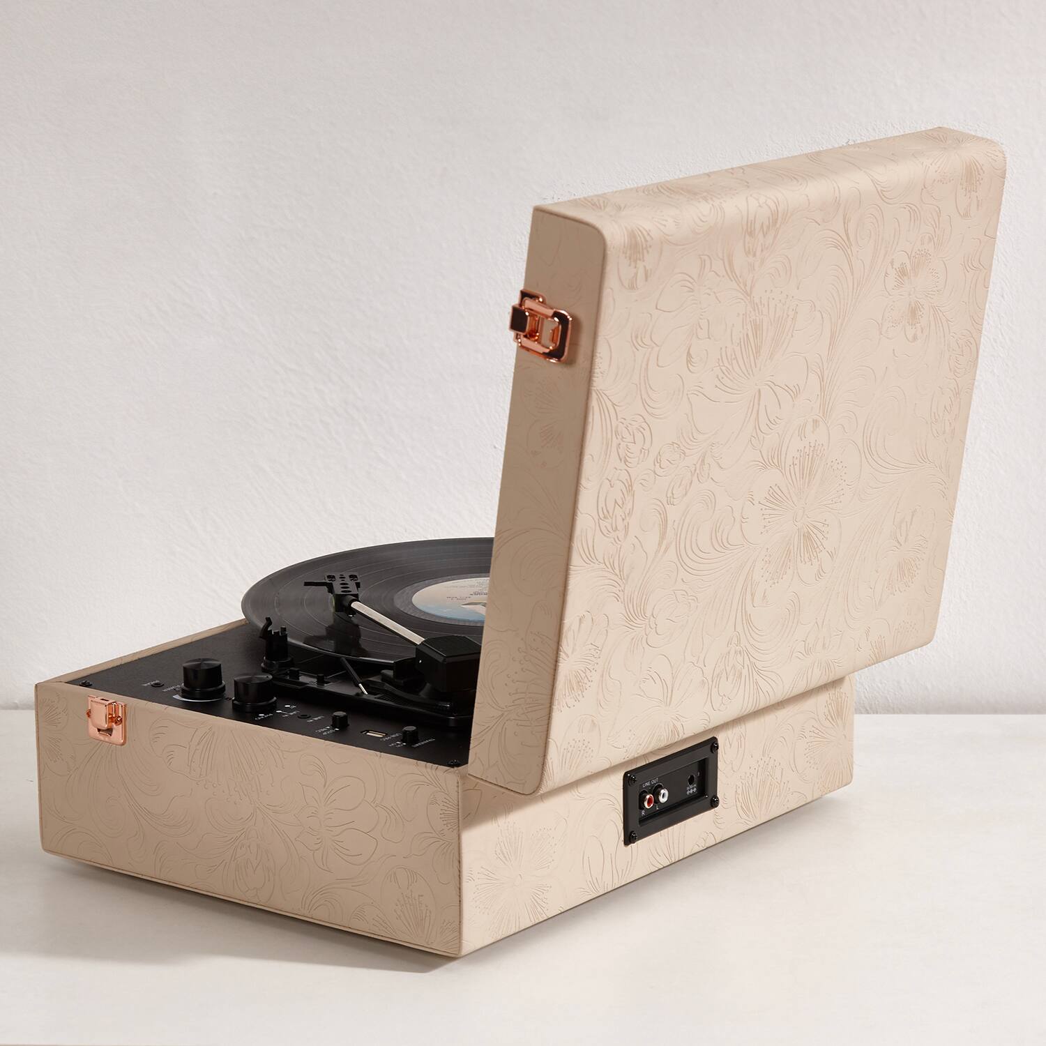 Back. Arkrocket - Arkrocket Coryphaeus Bluetooth Turntable Deluxe Edition Record Player(Flora Engraved) - Flora Engraved.