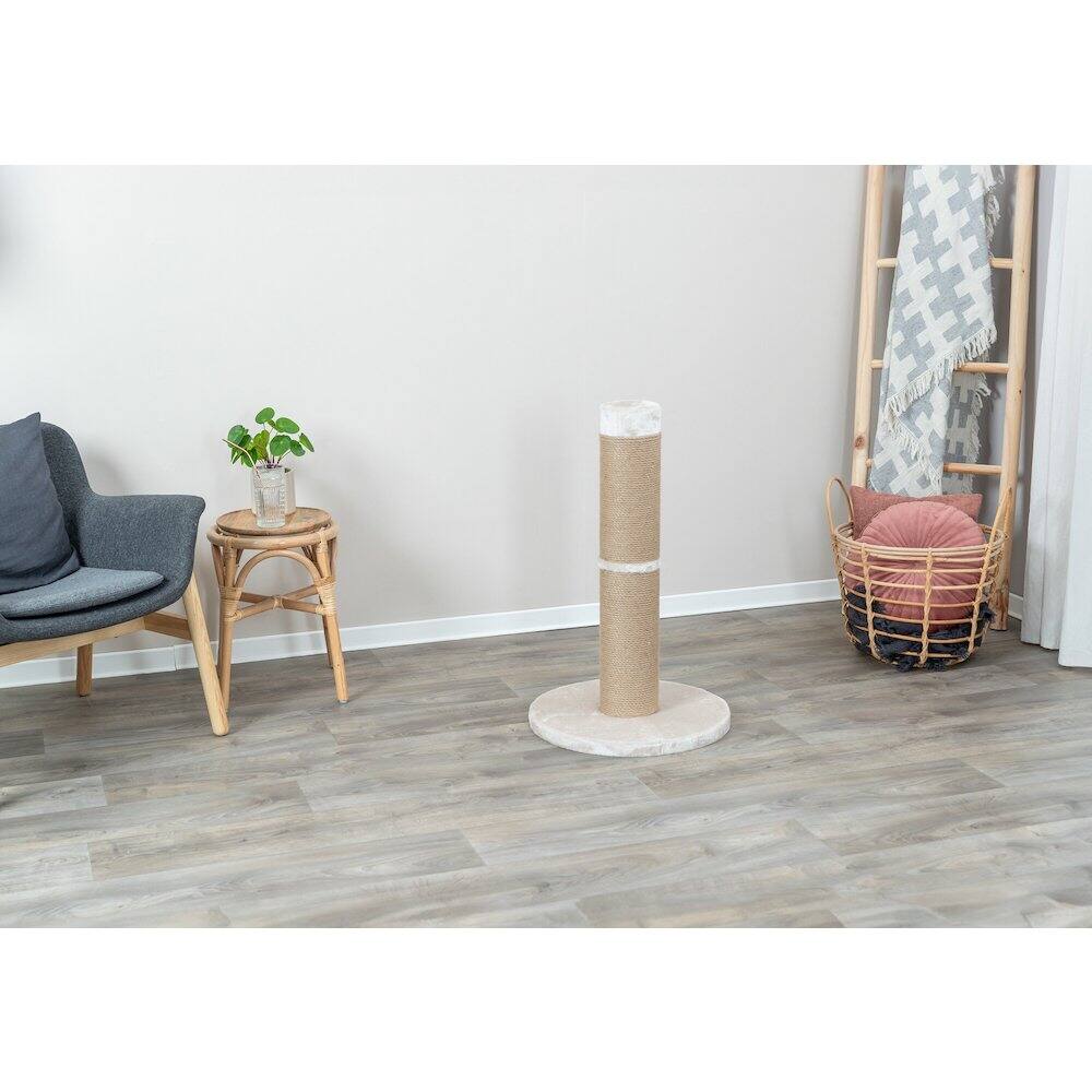 Left. TRIXIE - Rue Sisal & Plush 31.5" XXL Cat Scratching Post for Large Cats, Plush Base - Brown.