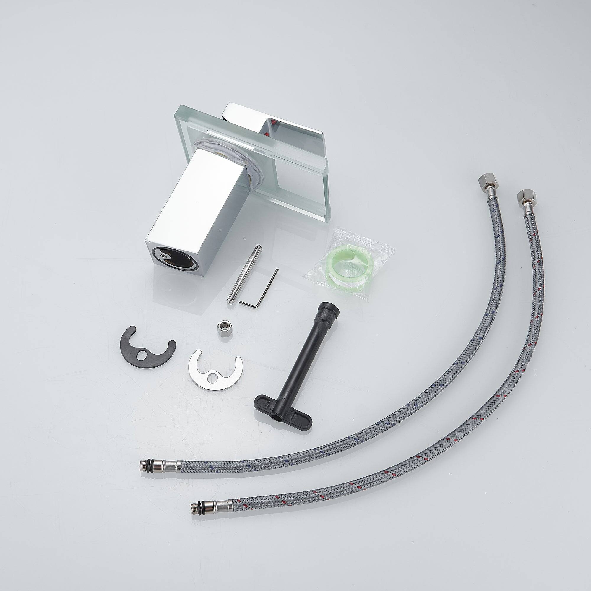 Alt View 2. Boyel Living - Waterfall Single Handle Single Hole Bathroom Faucet Chrome with LED Temperature Sensor and Supply Hoses Easy Install - Chrome.