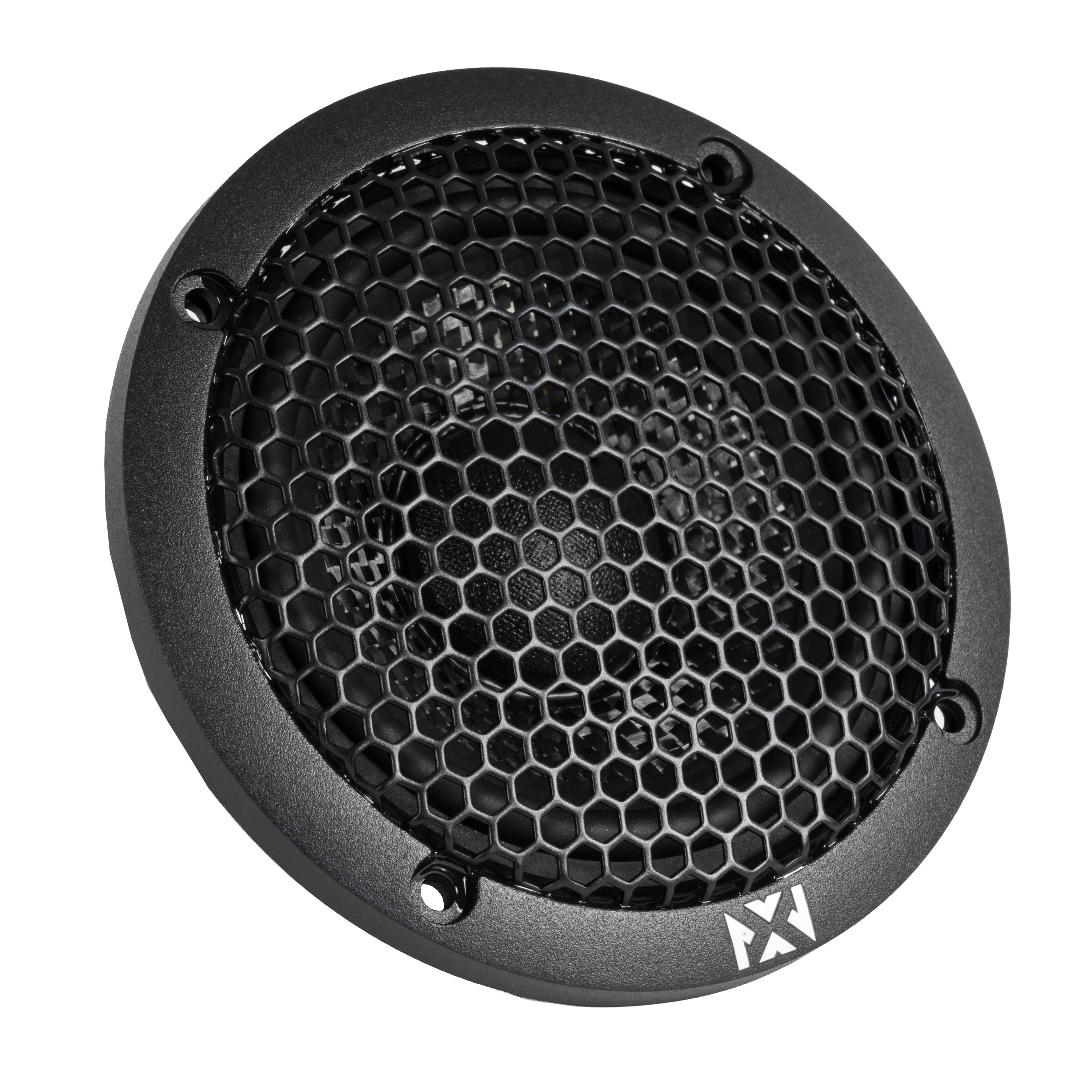 Left. NVX - XQS3 v2 (XQS3v2) 200W Peak (100W RMS) 3.5in X-Series NEO Midrange Speakers with Carbon Fiber Cones.