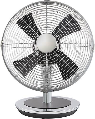 Insignia™ - 12" Table Fan - Chrome, Black-Front_Standard