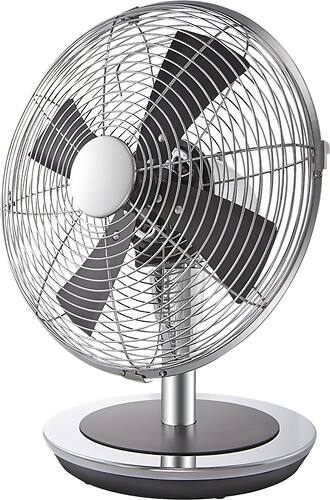 Left. Insignia™ - 12" Table Fan - Chrome, Black.