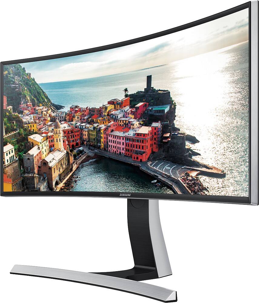 Left. Samsung - 29" LED Curved HD 21:9 Ultrawide Monitor - Black.