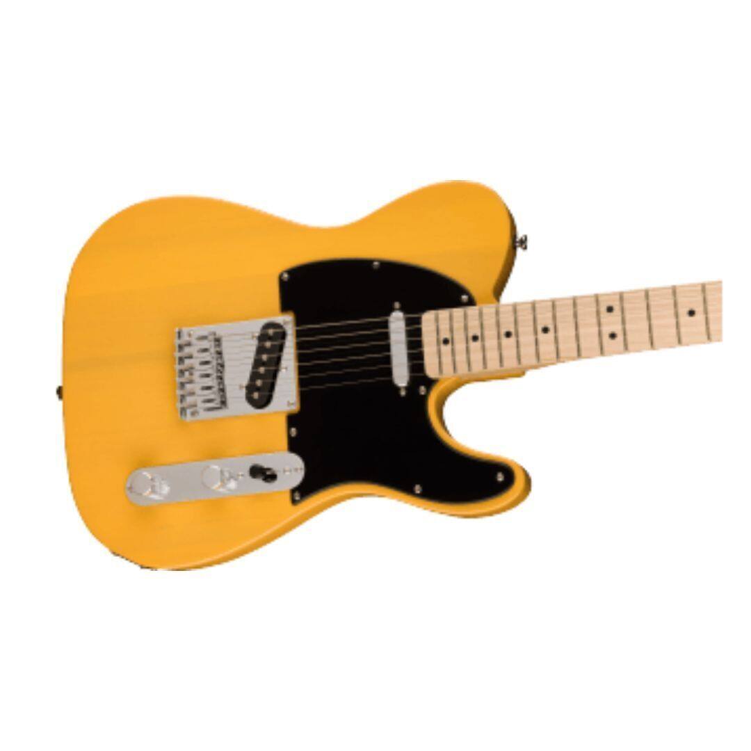 Angle. Fender - Squier Sonic Telecaster, Maple Fingerboard, Black Pickguard, Butterscotch Blonde.