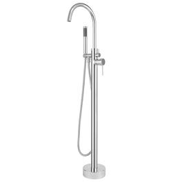 Akicon - Free Standing Bathtub Faucet 360° Swivel Tub Filler with Handheld Shower and Gooseneck Spout - Chrome