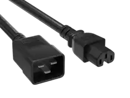 Cable Leader - Power Extension Cord, IEC C20 to C15, 14 AWG 15A 250V for PDU, UPS, Server Rack, Network Equipment - Black