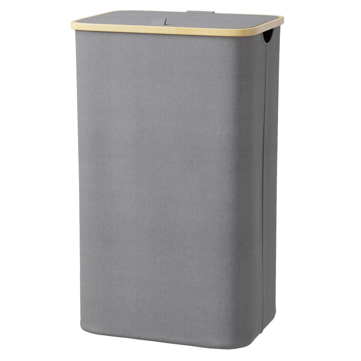 Tooloton - Large 110L Collapsible Laundry Hamper with Lid and Bamboo Handles, Tall Clothes Basket in Grey - Gray