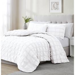 RT Designers Collection - Ramallah Eliza Seersucker Comforter Set - 4-Piece - Queen 86x86" - White
