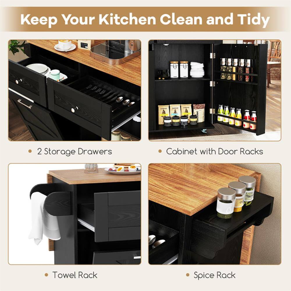 Keep Your Kitchen Clean and Tidy

- 2 Storage Drawers
- Cabinet with Door Racks
- Towel Rack
- Spice Rack