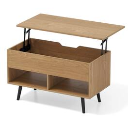 Costway - 31.5" Lift Top CoffeeTable ModernTable with Hidden Compartment Wood Legs For Home - Natural