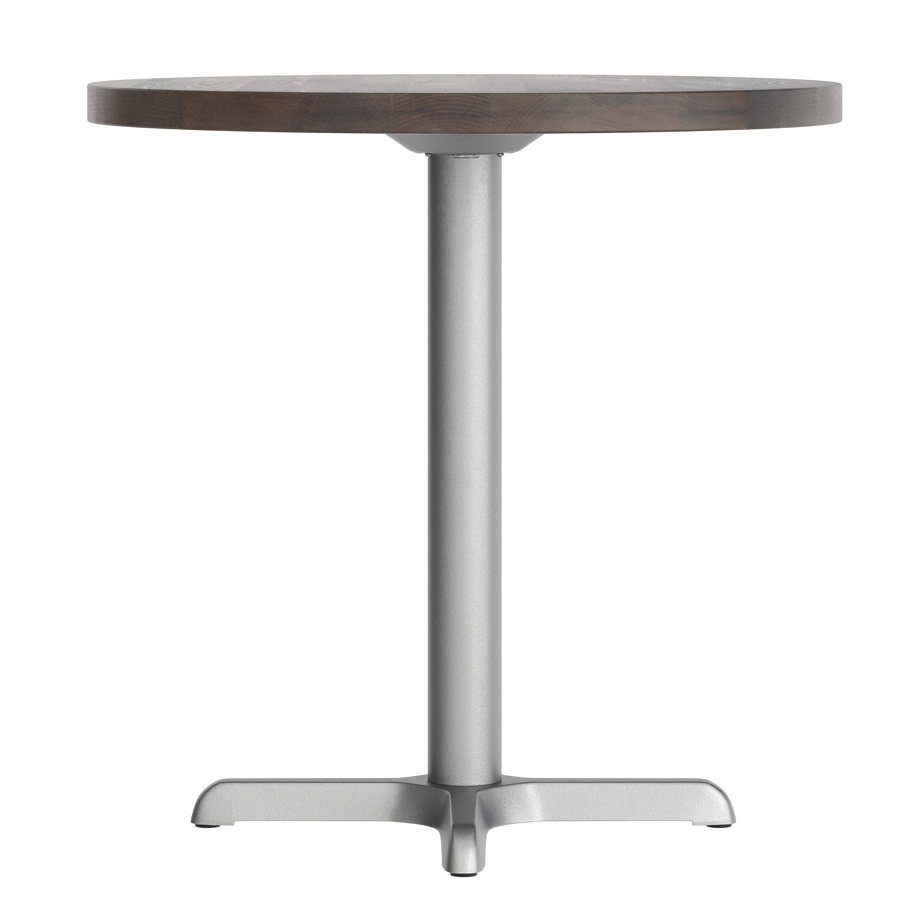 Left. Flash Furniture - Bennett 30" Round Solid Wood Commercial Indoor Tabletop in Dark Brown with 22" x 22" Table Height Rust-Resistant Silver - Brown.