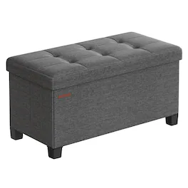 Songmics Home - Storage Ottoman Bench, Foldable Foot Rest with Legs,End of Bed Bench, Storage Chest, Load up to 660 lb, for Living Room - Dark Gray