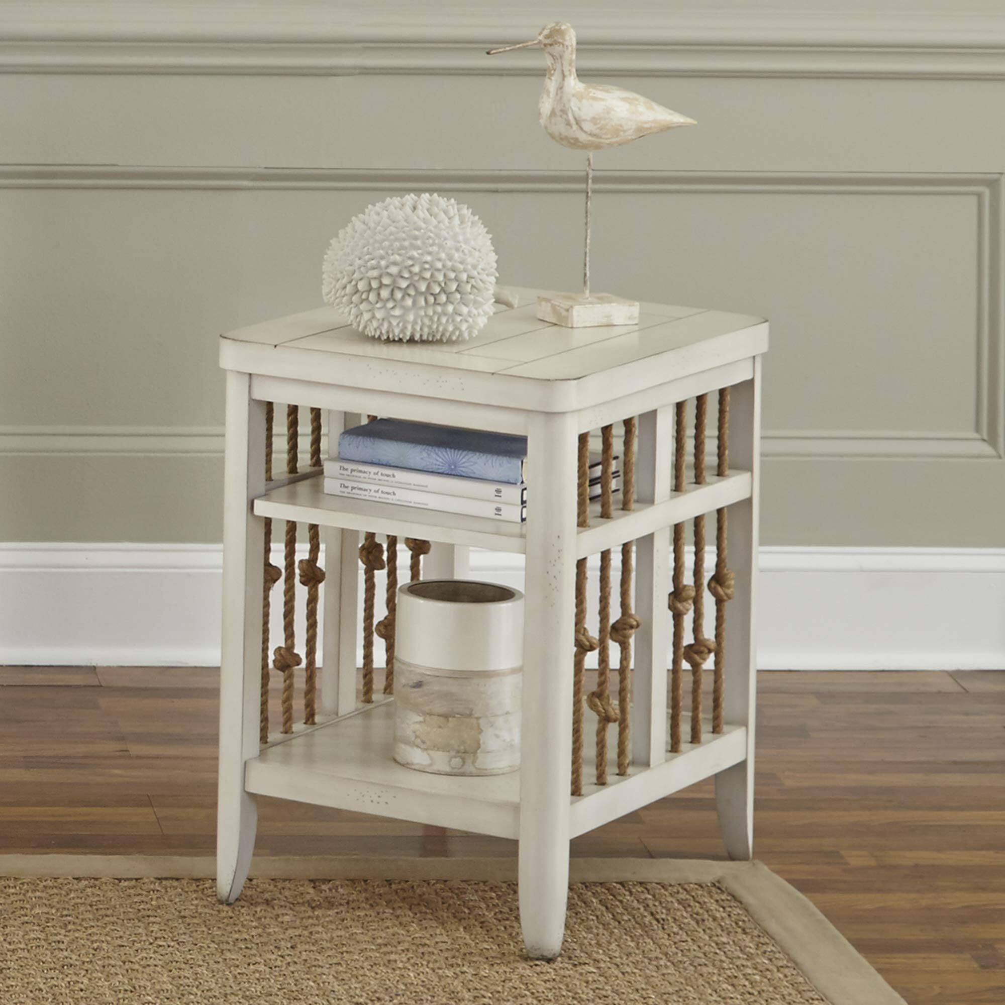 Angle. Liberty Furniture Industries - Dockside Chair Side Table in White - White.