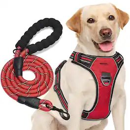 Paradigms Interiors - No Pull Dog Harness Reflective Oxford Easy Control With A Free Leash neck 18 -25 5 Chest 24 5 -33 Harness - Red Harness+Leash-X-Large