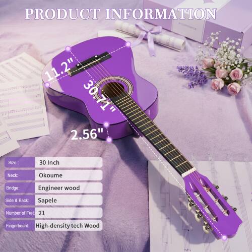 PRODUCT INFORMATION

- Size: 30 Inch
- Neck: Okoume
- Bridge: Engineer wood
- Side & Back: Sapele
- Number of Fret: 21
- Fingerboard: High-density tech wood

- 11.2" 
- 30.71" 
- 2.56"