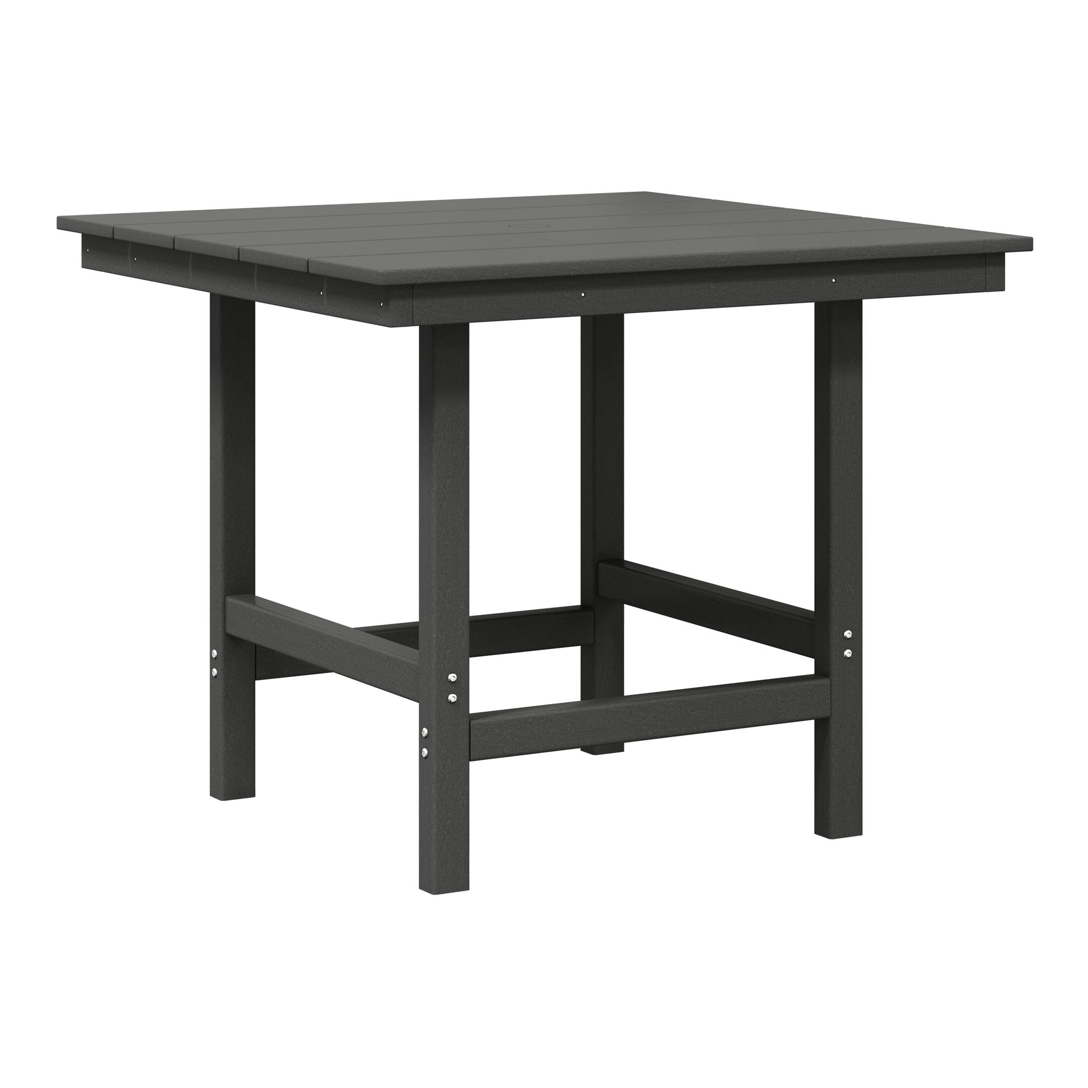 Left. WestinTrends - WestinTrends Ashore Outdoor HDPE 36" Square Patio Dining Table with Umbrella Hole - Gray.
