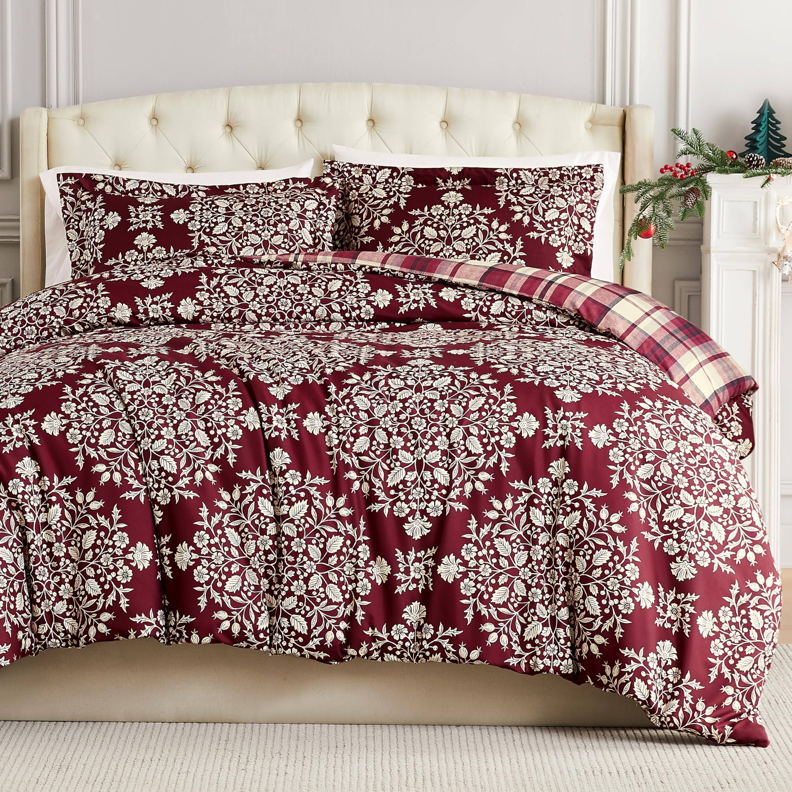 Dapper Styles - Southshore Fine Living Inc. Christmas Comforter Set Kingcal King With 2 Pillow Shams Reversible Bedding Des - Christmas Carol-Full / Queen