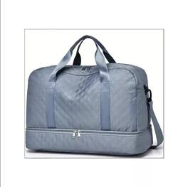 Wikistore - Diamond Pattern Small Square Crossbody Tote with Dry Wet Separation - Baby Blue