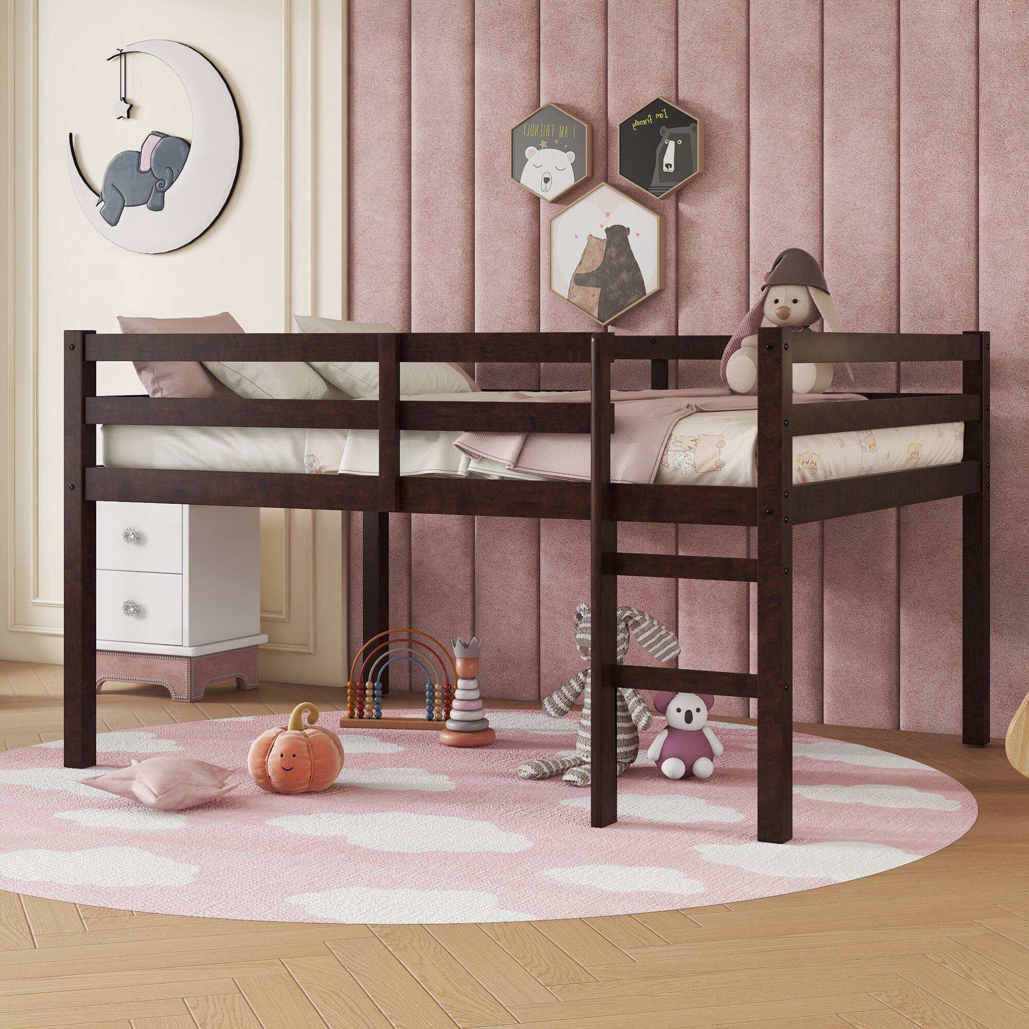 Alt View 6. GOODSILO - Premium Full-Size Loft Bed with Ladder Designed for Space Optimization and Stylish Comfort - Espresso.