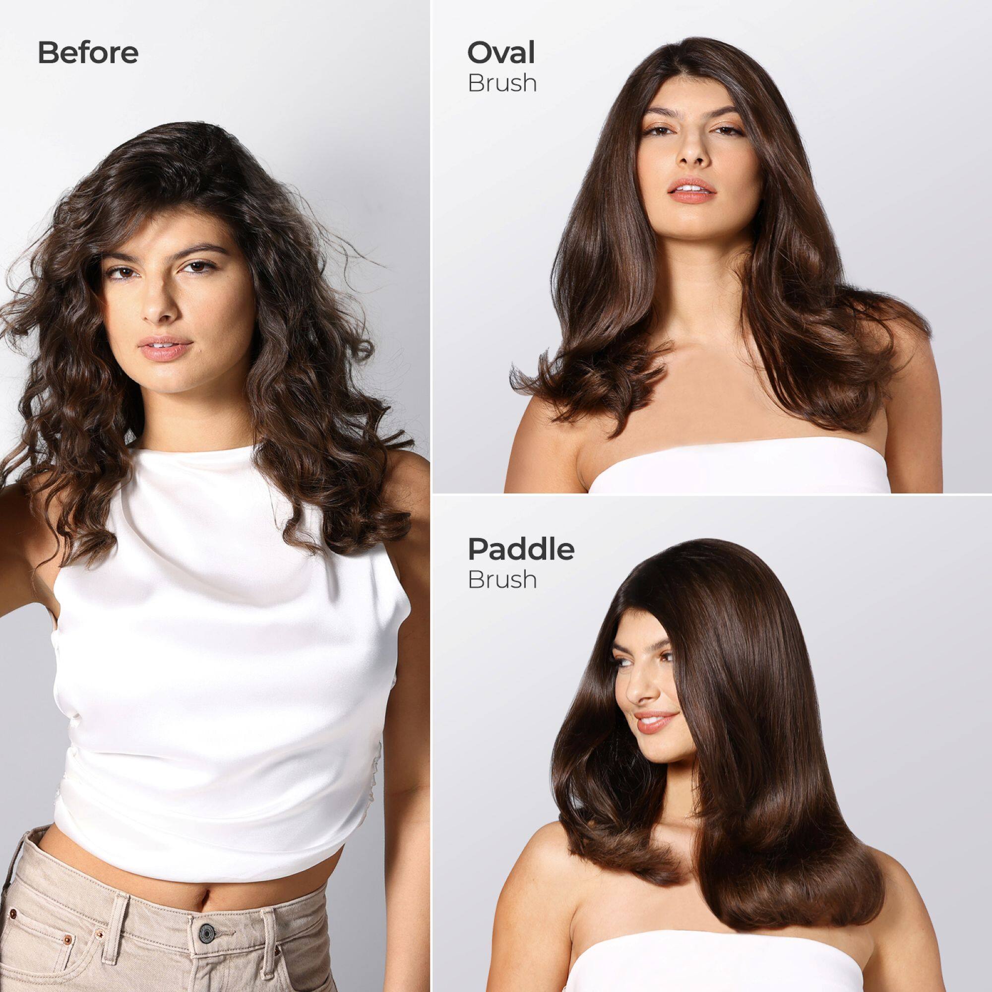 Before  
Oval Brush  
Paddle Brush