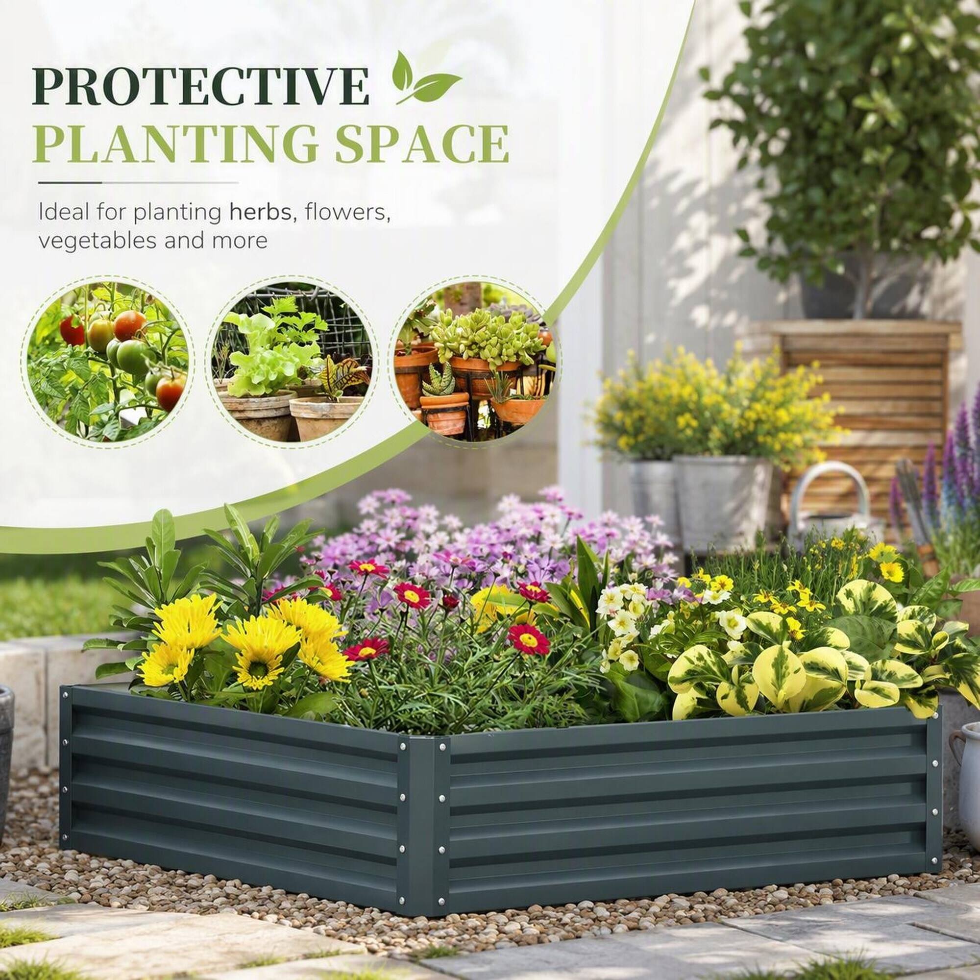 PROTECTIVE PLANTING SPACE  
Ideal for planting herbs, flowers, vegetables and more