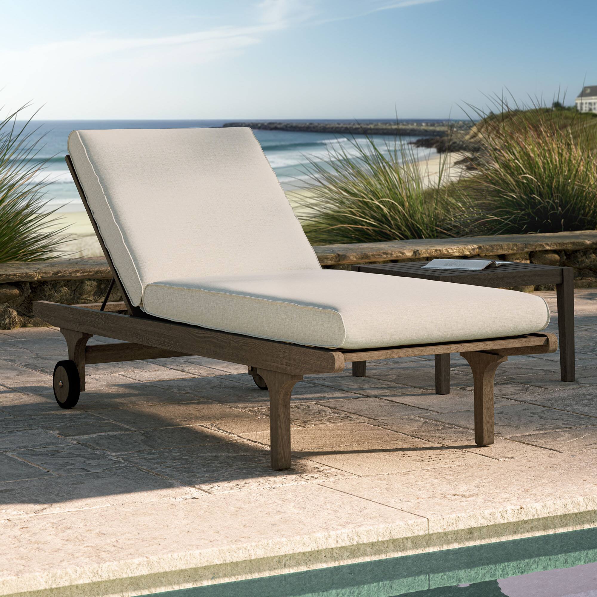 Alt View 7. Modway - Saratoga Outdoor Patio Teak Chaise Lounge Chair by Modway - Weathered Gray Pebble.